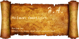 Holman Ametiszt névjegykártya
